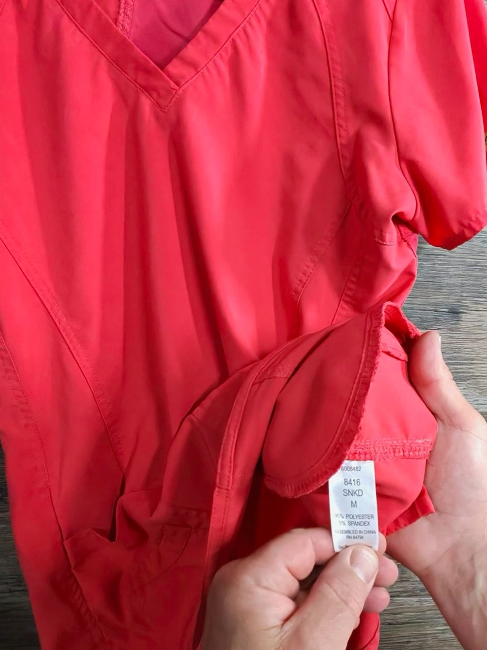 Med Couture Red V-Neck Short Sleeve Scrub Top - Picture 5 of 10